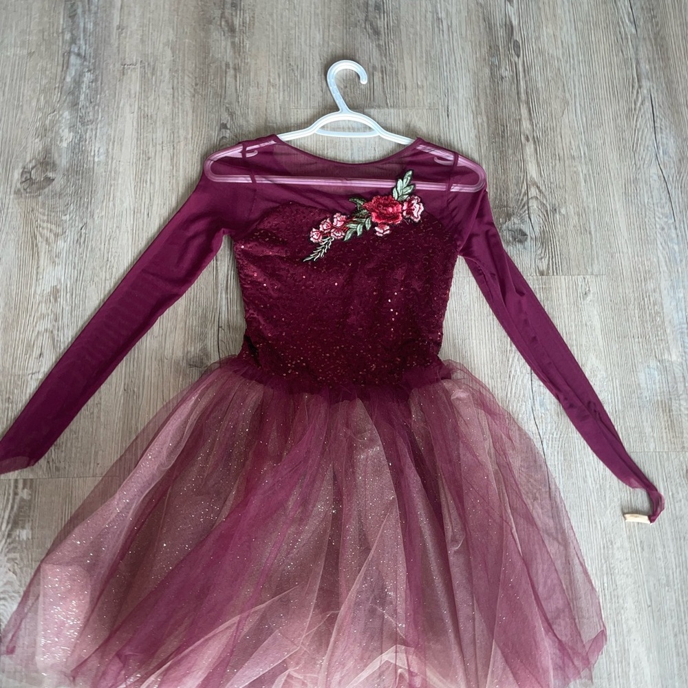 Burgundy Costume Dress with Floral accent